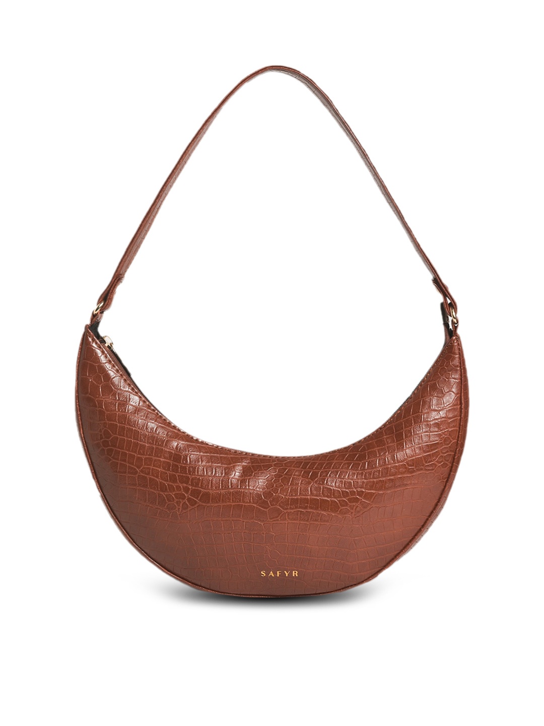 

SAFYR Textured Half Moon Hobo Bag, Tan