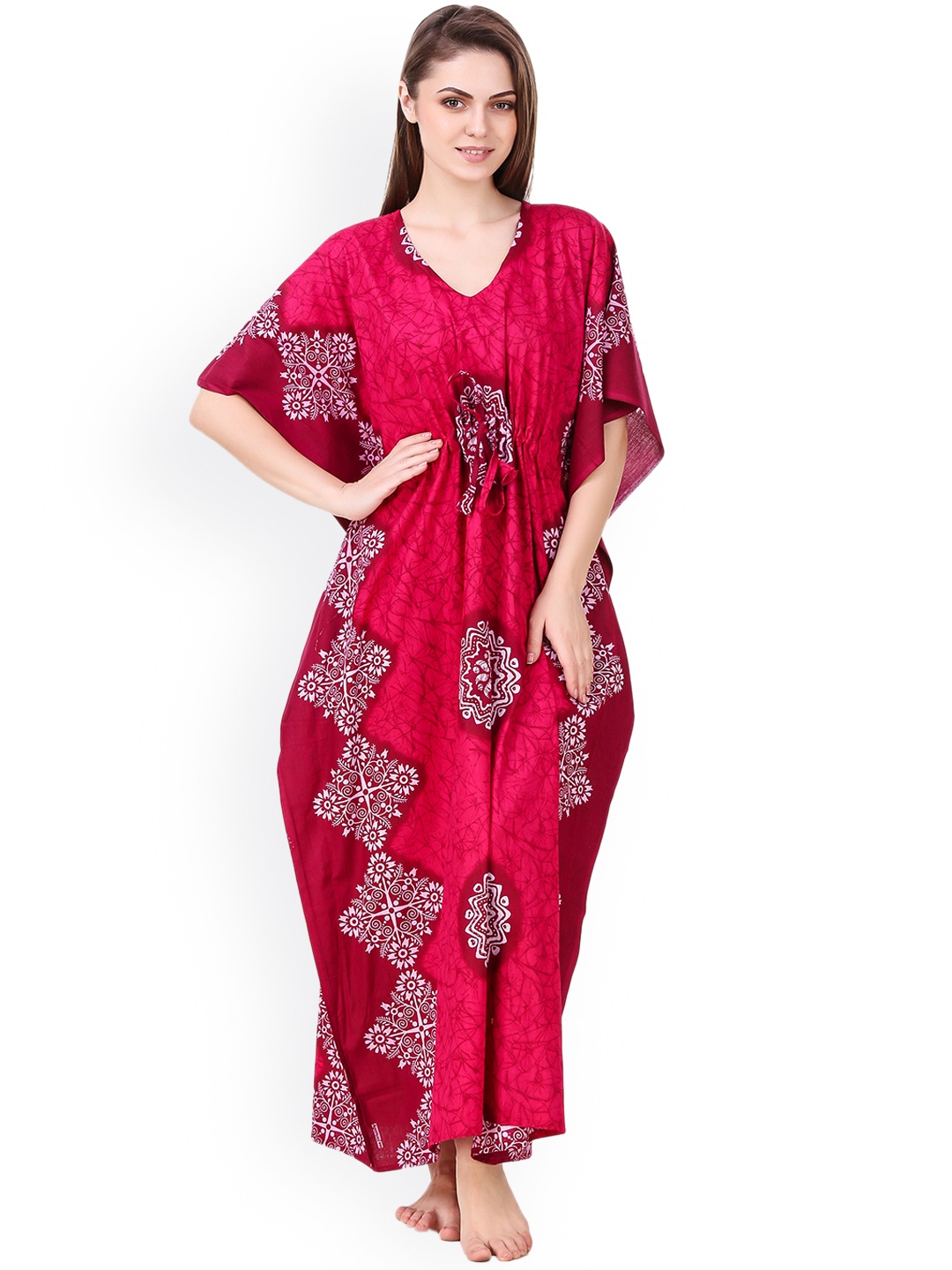 

Masha Pink Printed Kaftan Maxi Nightdress NT-A-173-922