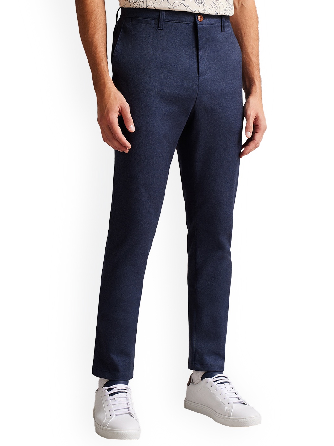 

Ted Baker Men Solid Regular Fit Trousers, Navy blue