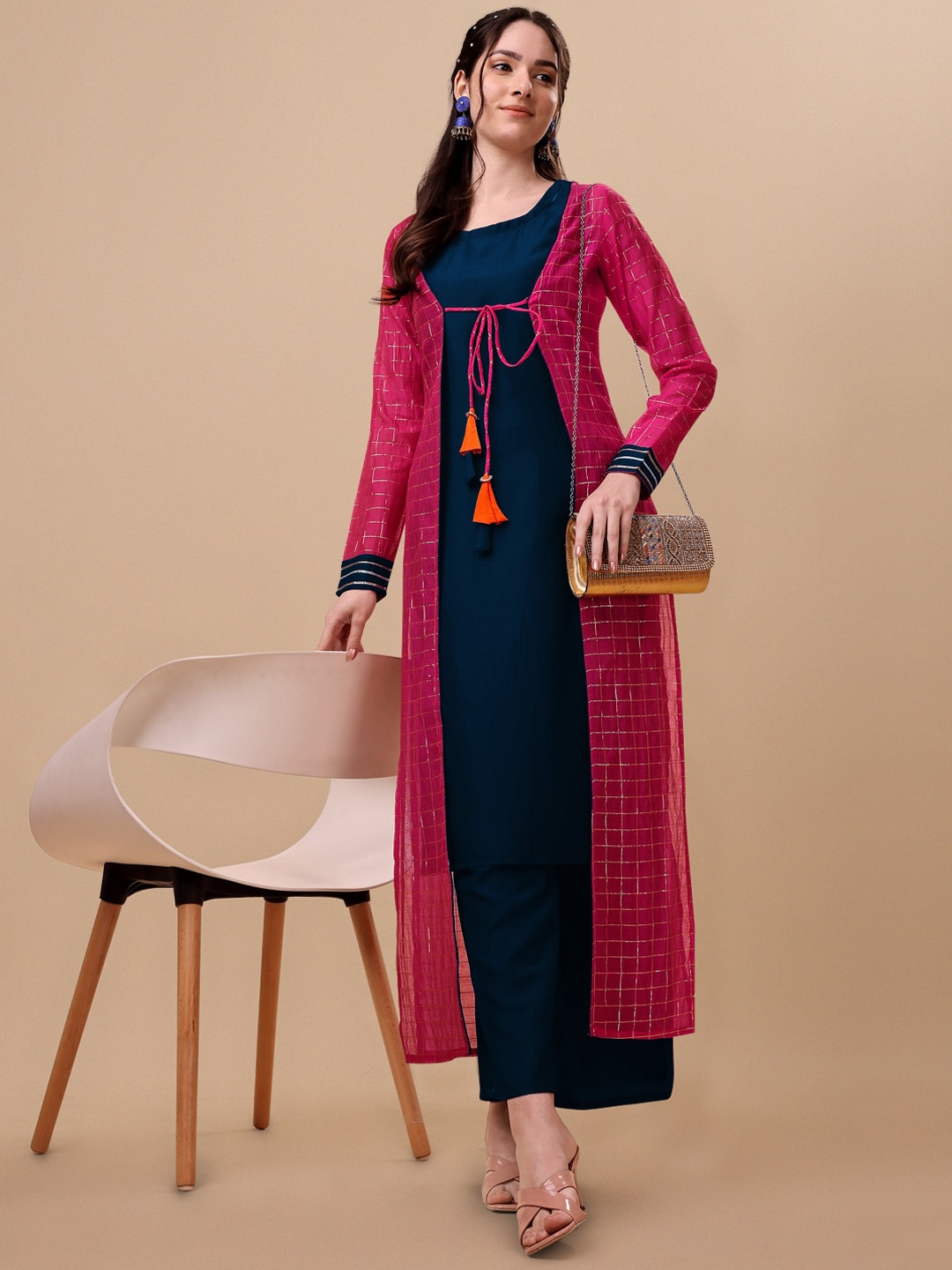 

KALINI Women Navy Blue Kurta with Palazzos