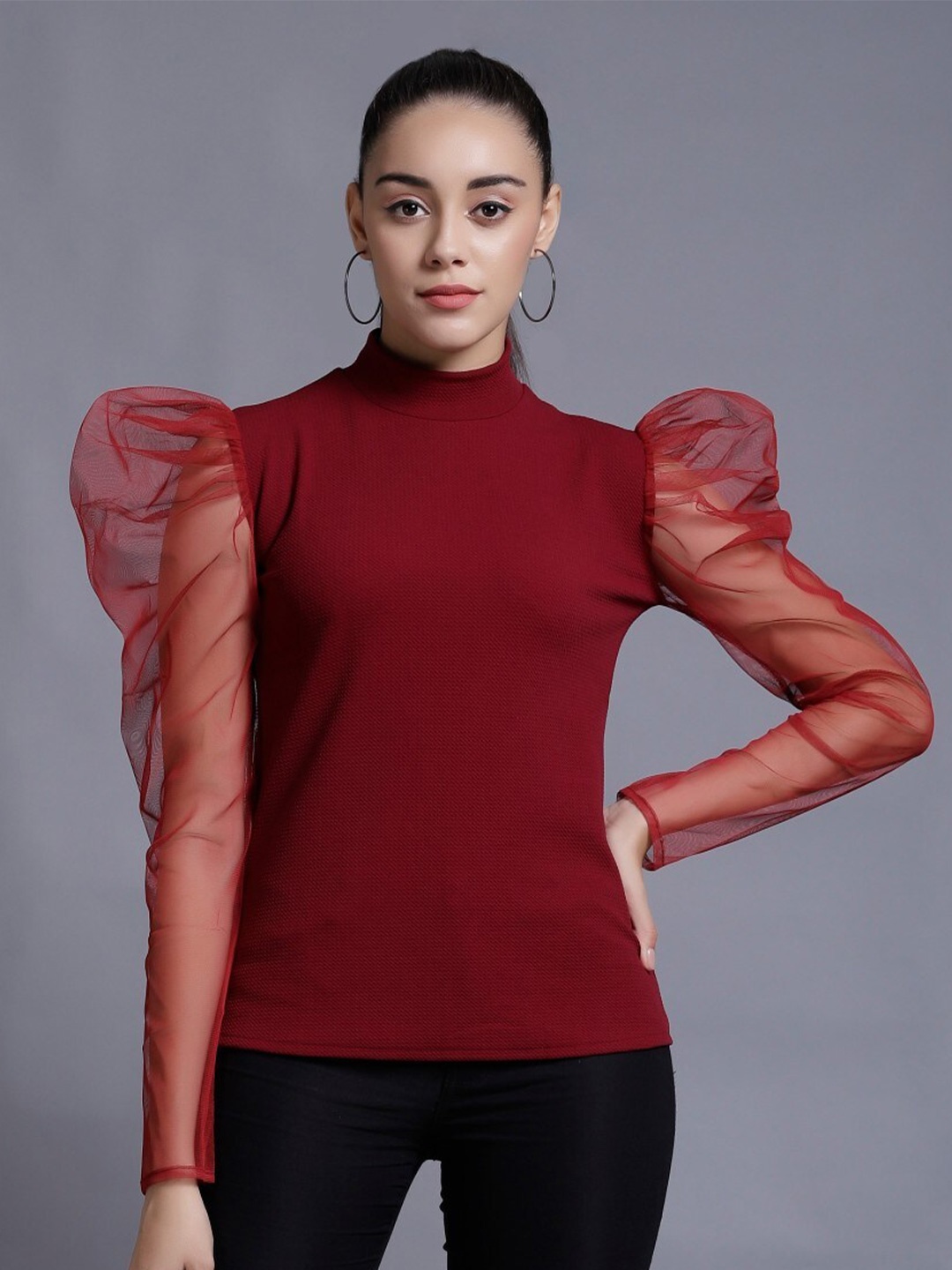 

ROOPWATI FASHION Maroon Crepe Top