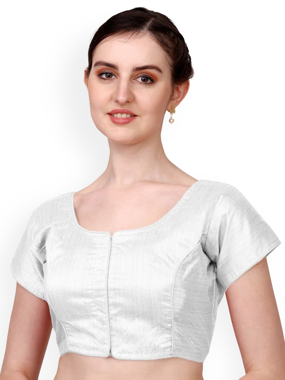 

PUJIA MILLS Silk Readymade Saree Blouse, White