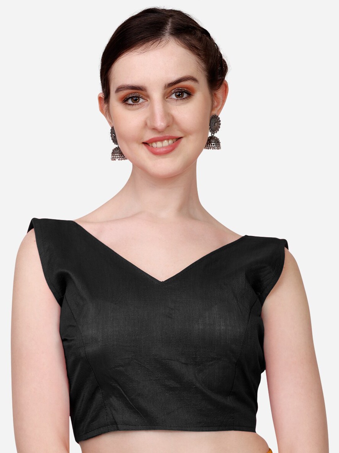 

PUJIA MILLS Readymade Saree Blouse, Black