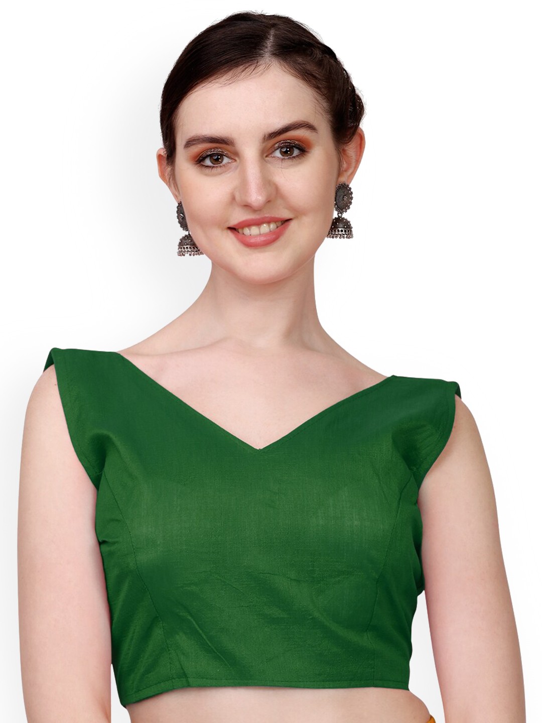 

PUJIA MILLS Readymade Saree Blouse, Green