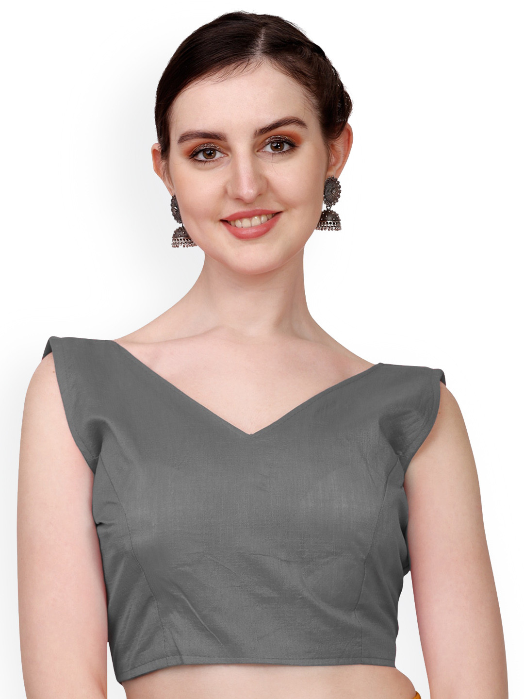 

PUJIA MILLS Sleeveless Saree Blouse, Grey