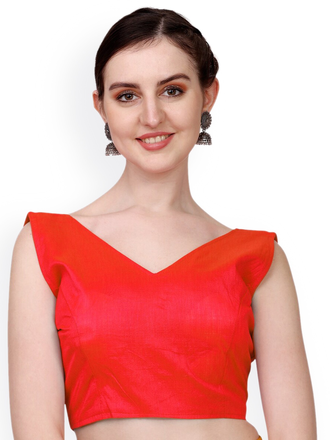 

PUJIA MILLS Readymade Saree Blouse, Red