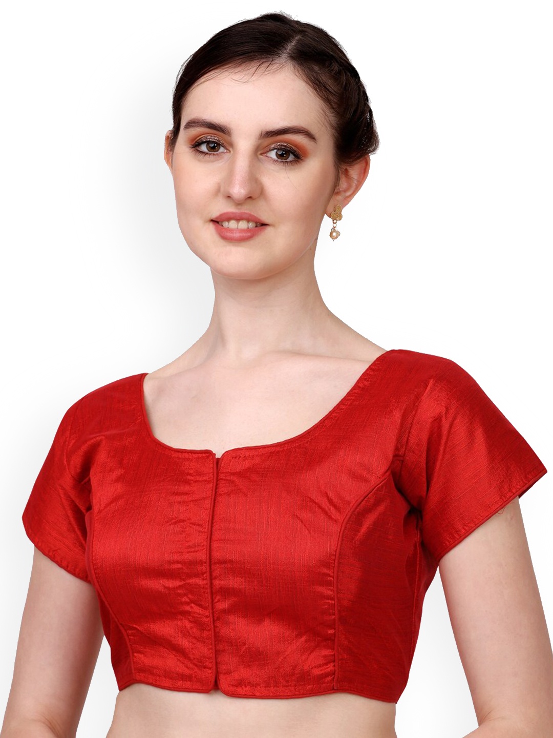 

PUJIA MILLS Silk Readymade Saree Blouse, Red