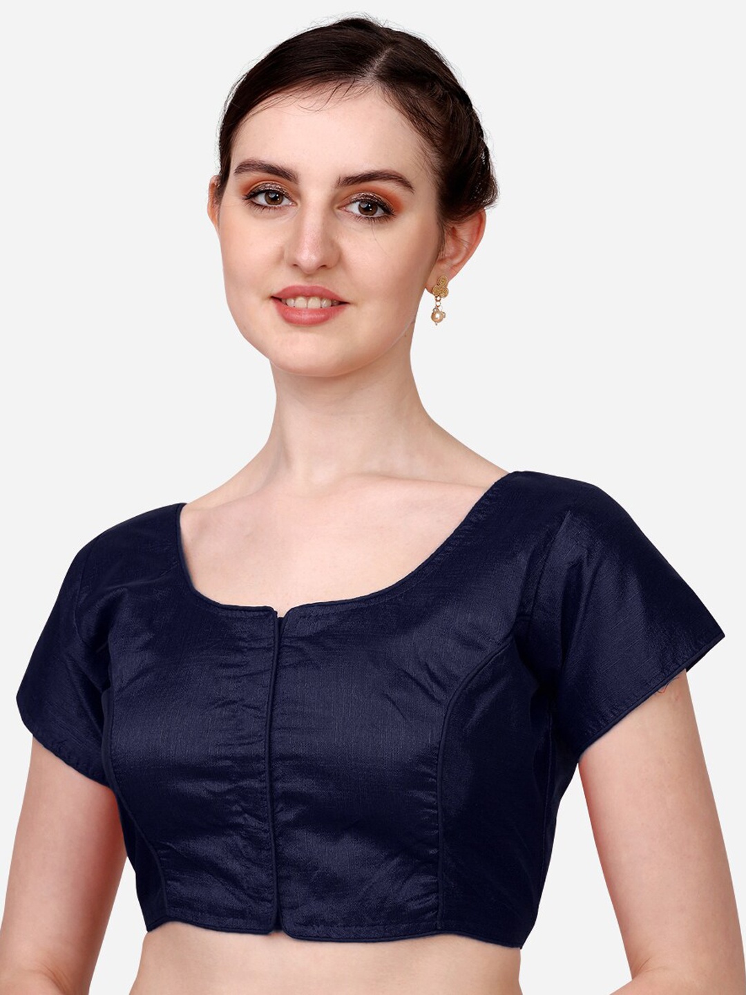 

PUJIA MILLS Readymade Saree Blouse, Navy blue