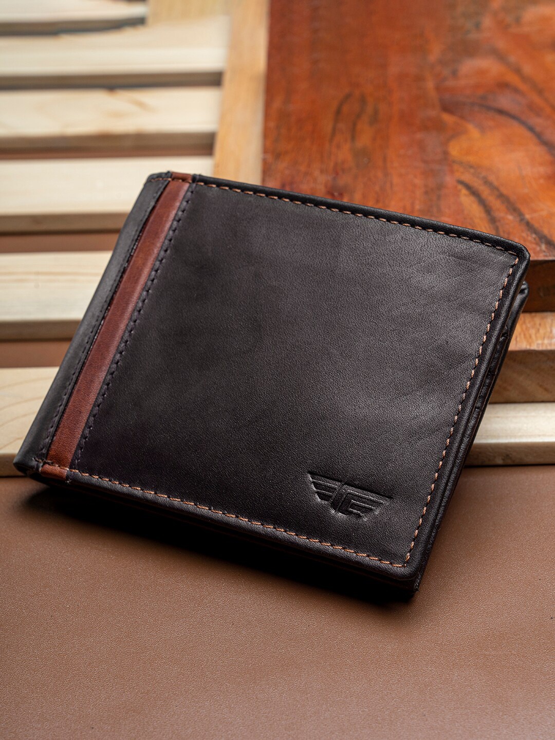 

Red Tape Men Textured Leather Two Fold Wallet, Brown