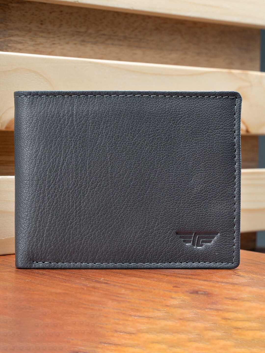 

Red Tape Men Textured Leather Two Fold Wallet, Grey