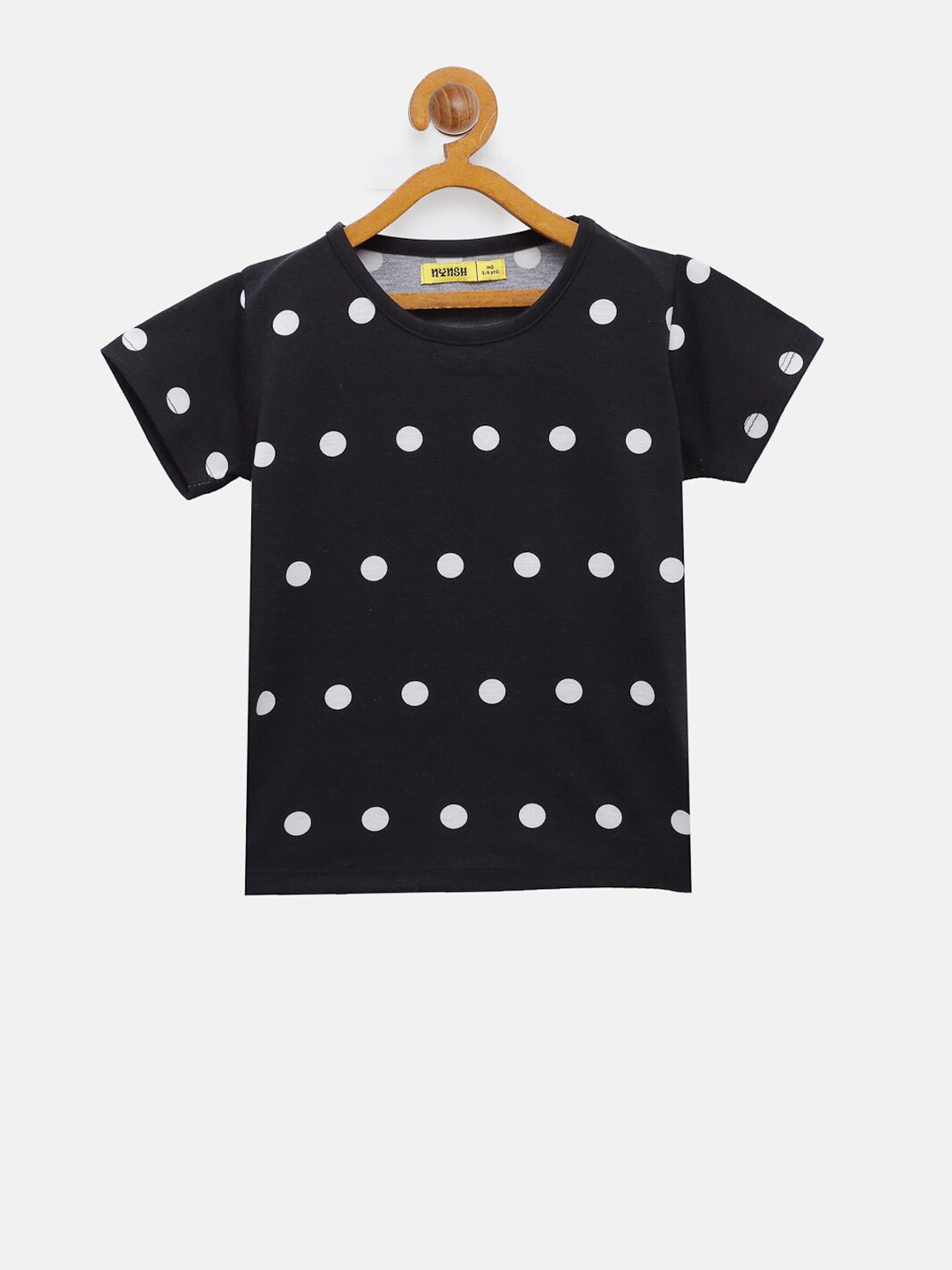 

NYNSH Girls Printed Pure Cotton T-shirt, Black