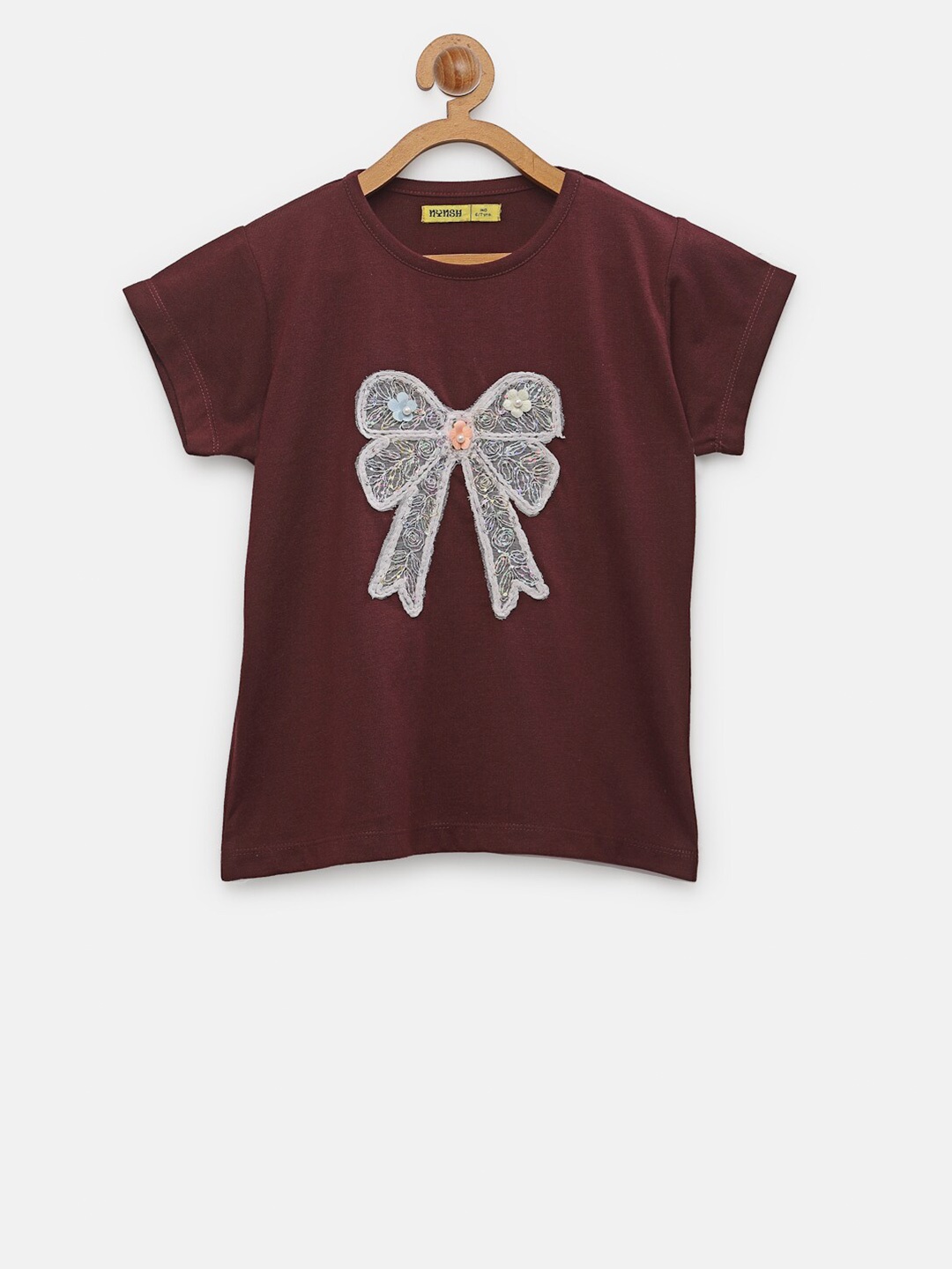 

NYNSH Girls Pure Cotton T-shirt, Burgundy