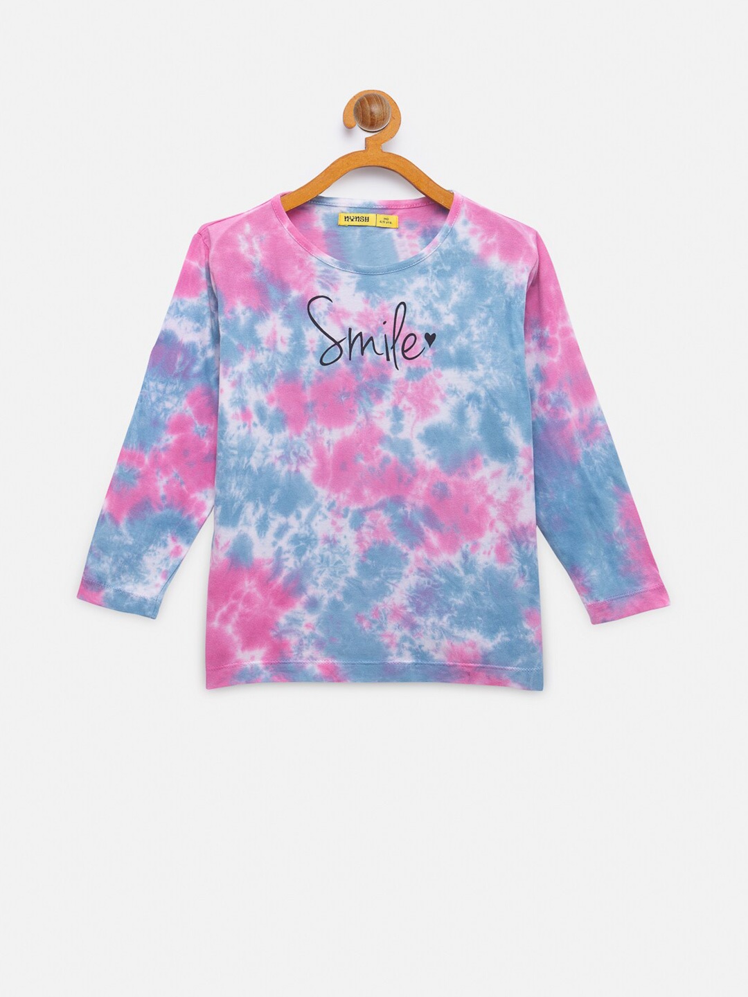 

NYNSH Girls Typography Printed Pure Cotton T-shirt, Blue