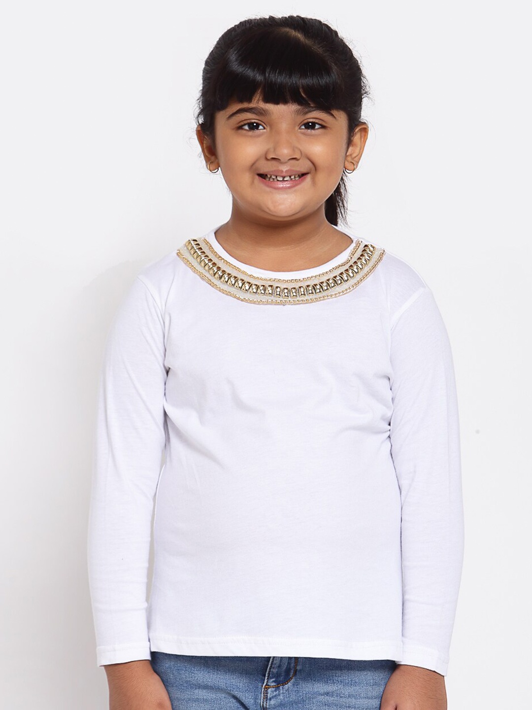 

NYNSH Girls Cotton T-shirt, White