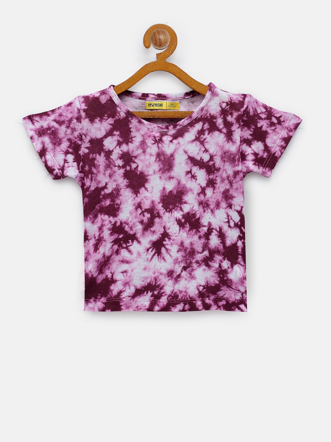 

NYNSH Girls Tie and Dye Printed Cotton T-shirt, Purple