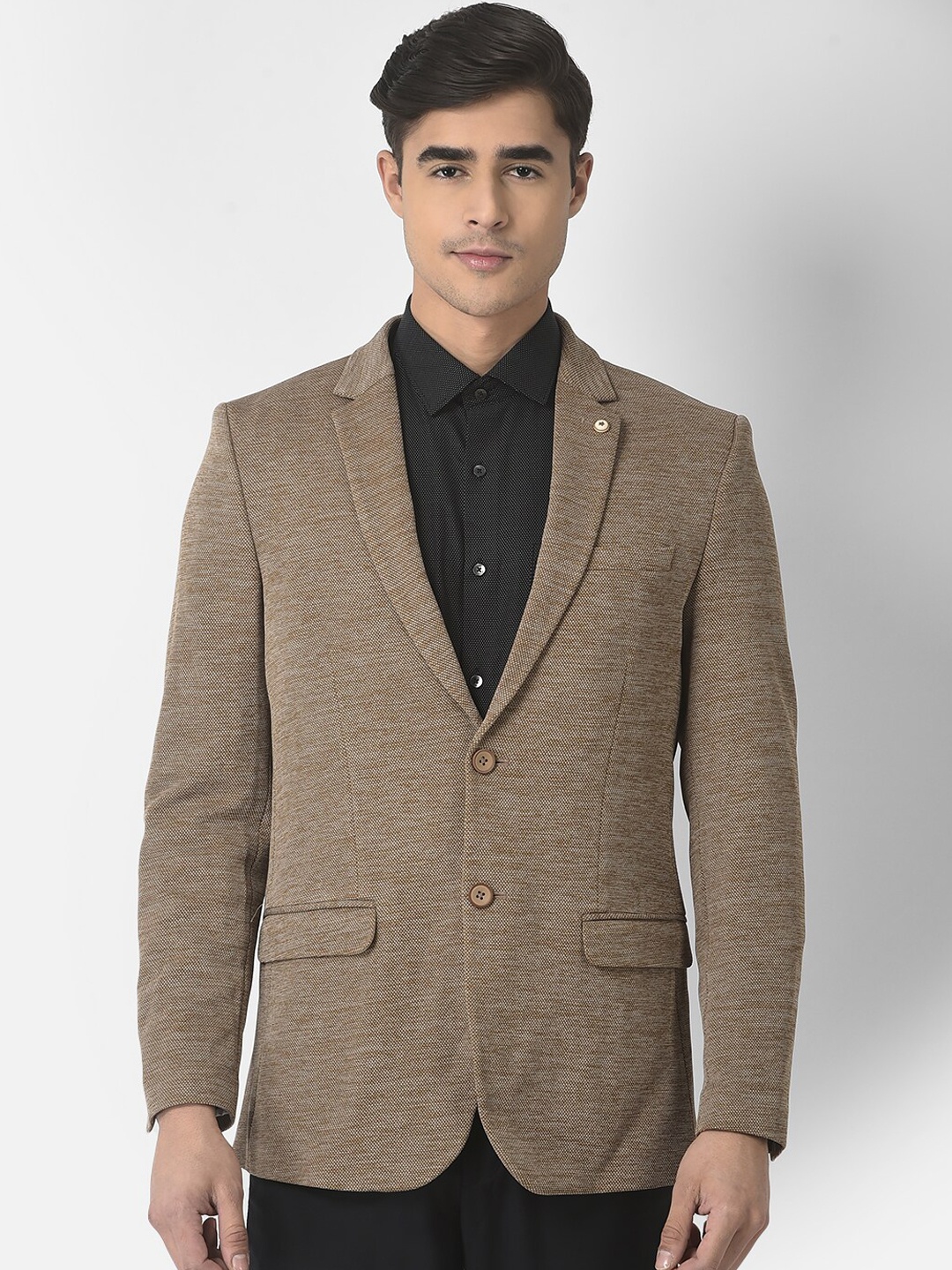 

Turtle Men Self Designed Single-Breasted Casual Blazers, Brown