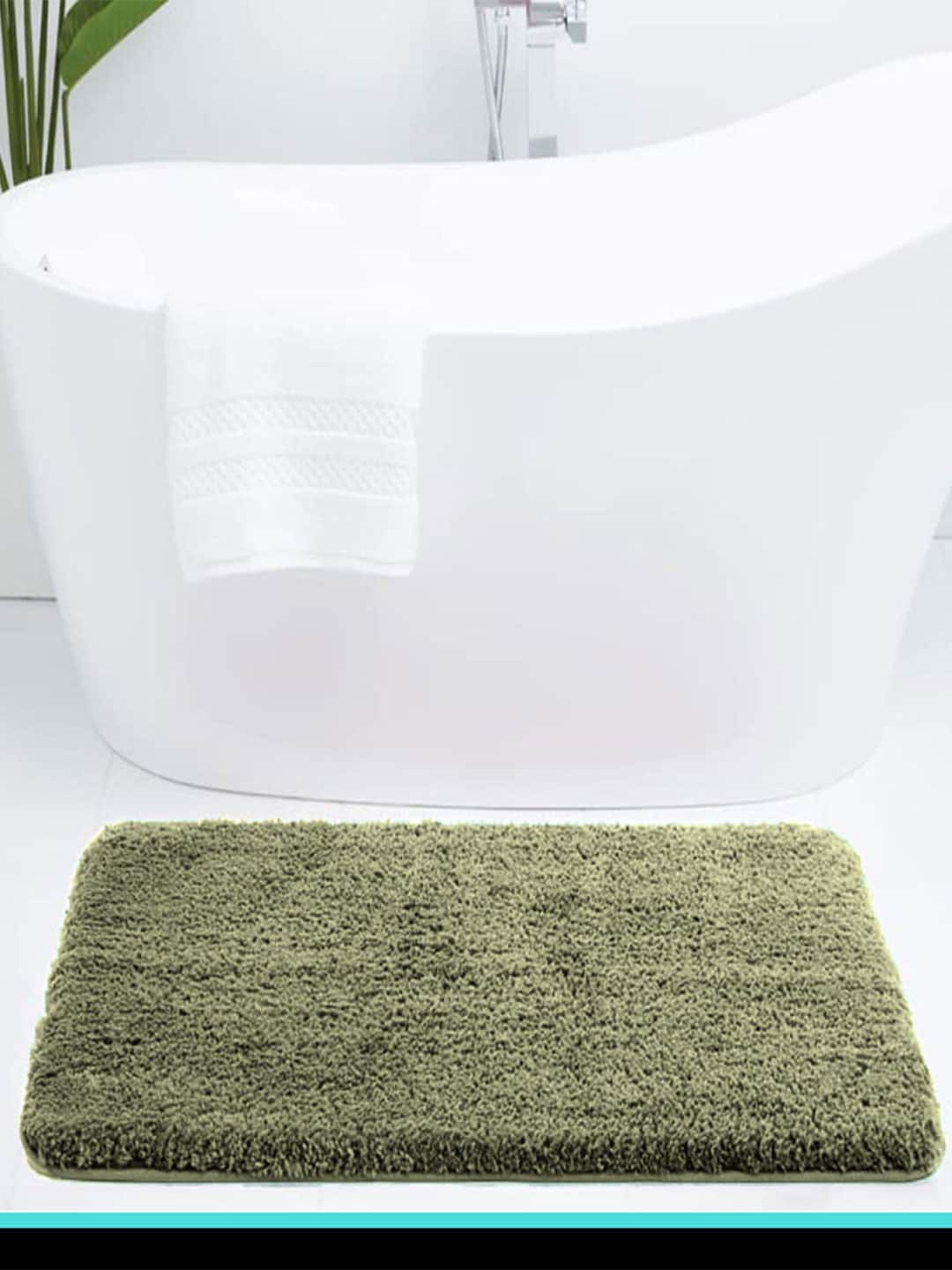 

LUXEHOME INTERNATIONAL Vegas Green 2800 GSM Ultra Soft Microfiber Anti-Skid Bath Rug