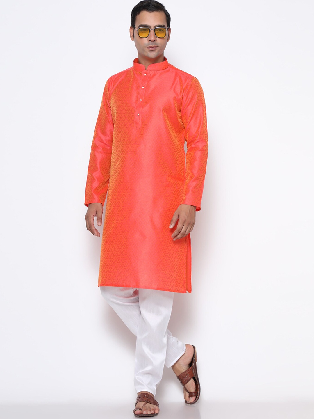 

GoStyle Men Kurta with Pyjamas, Orange