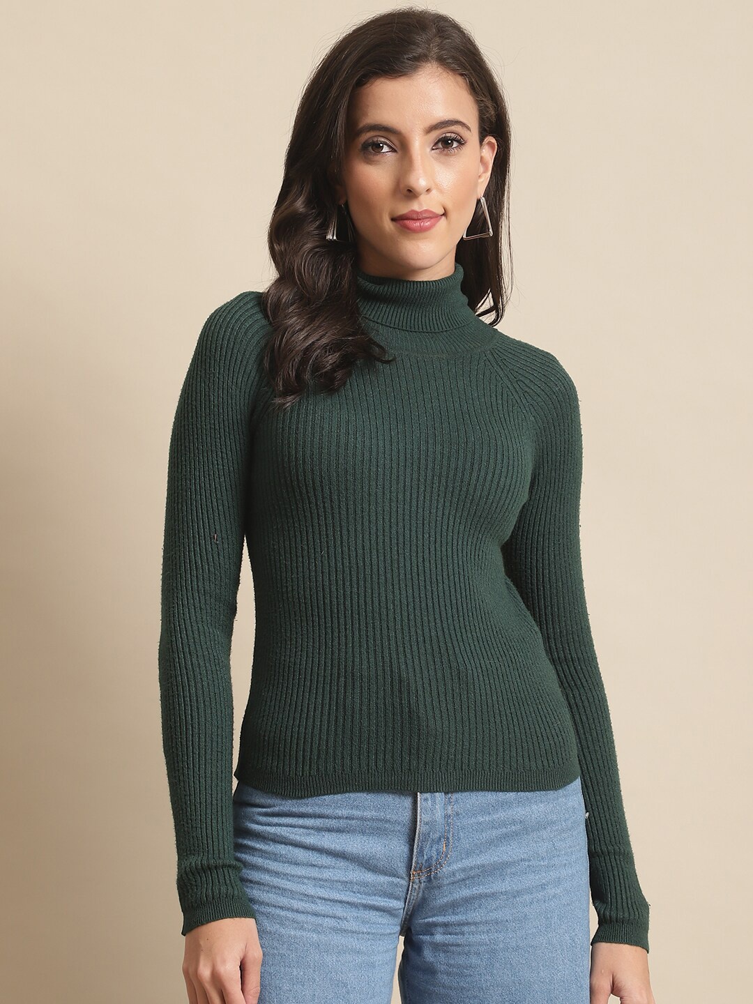 

NoBarr Women Ribbed Pullover, Green