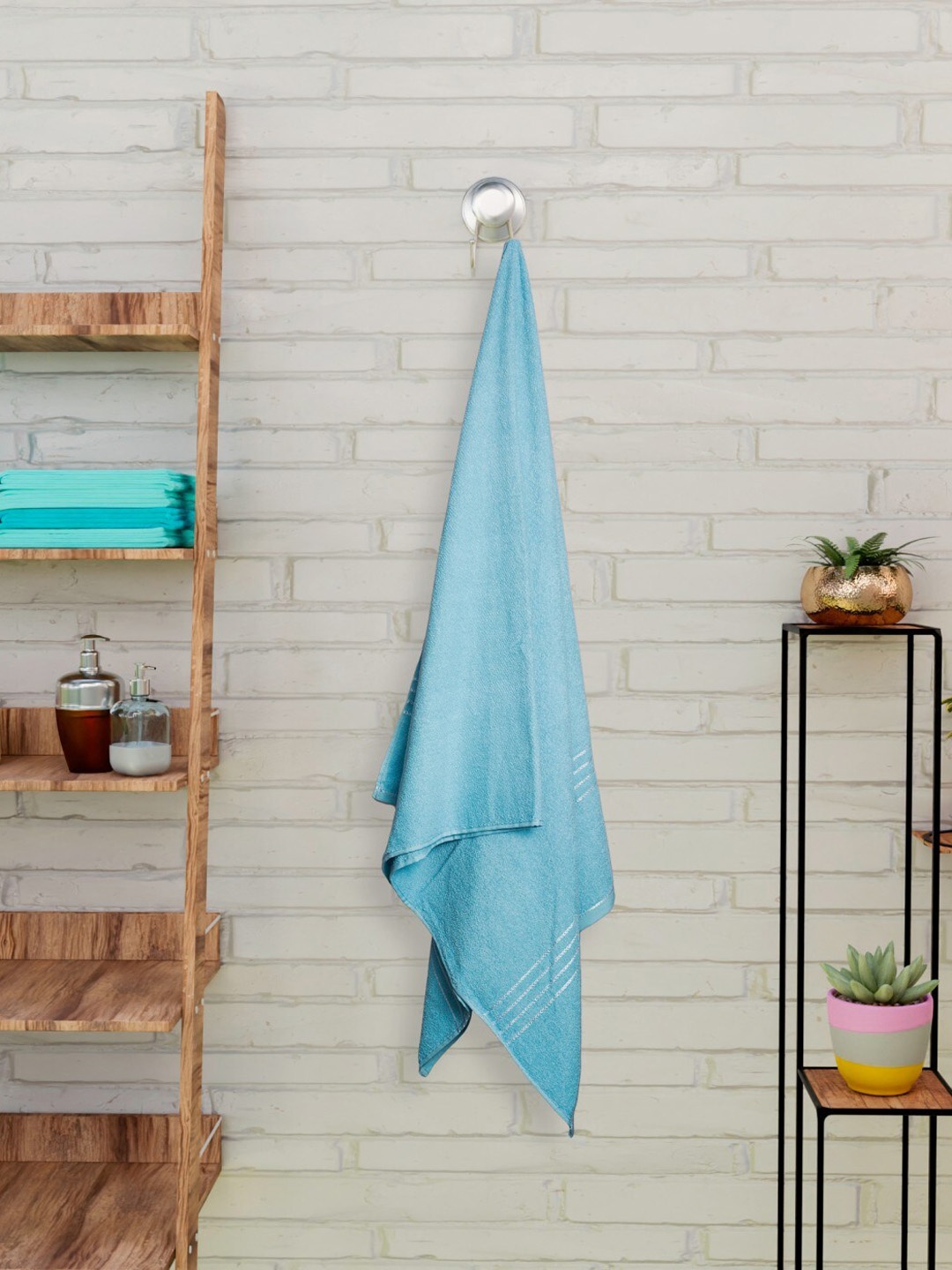 

CURIOUS LIFESTYLE Blue Striped 400 GSM Pure Cotton Bath Towel