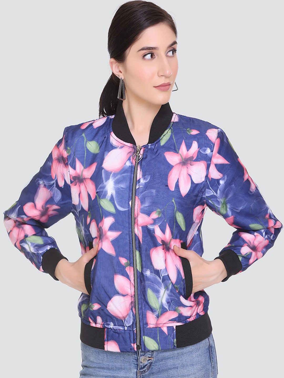 

HONEYBELL Women Floral Lightweight Tailored Jacket, Purple