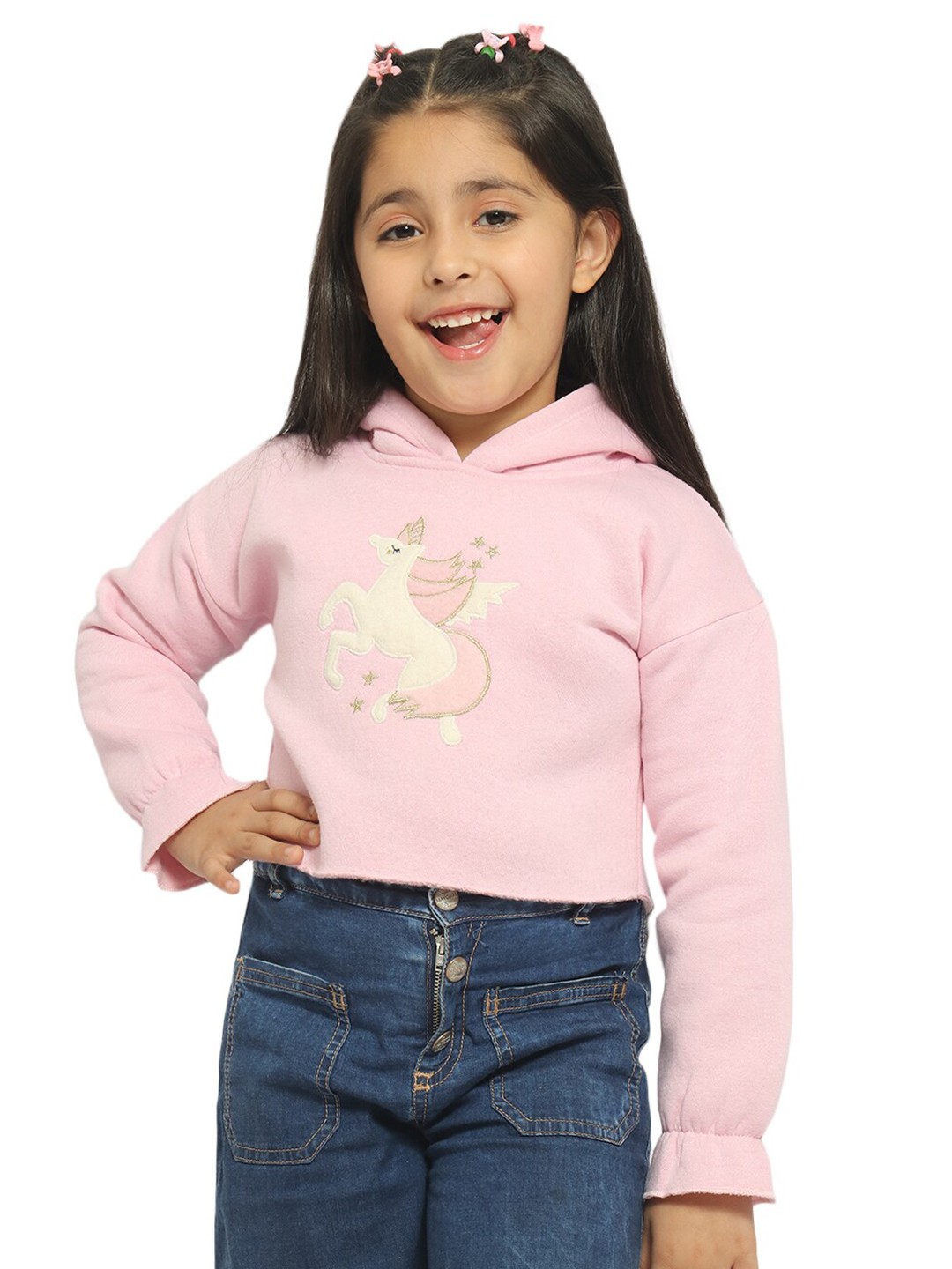 

Nauti Nati Girls Printed Hooded Sweatshirt, Pink