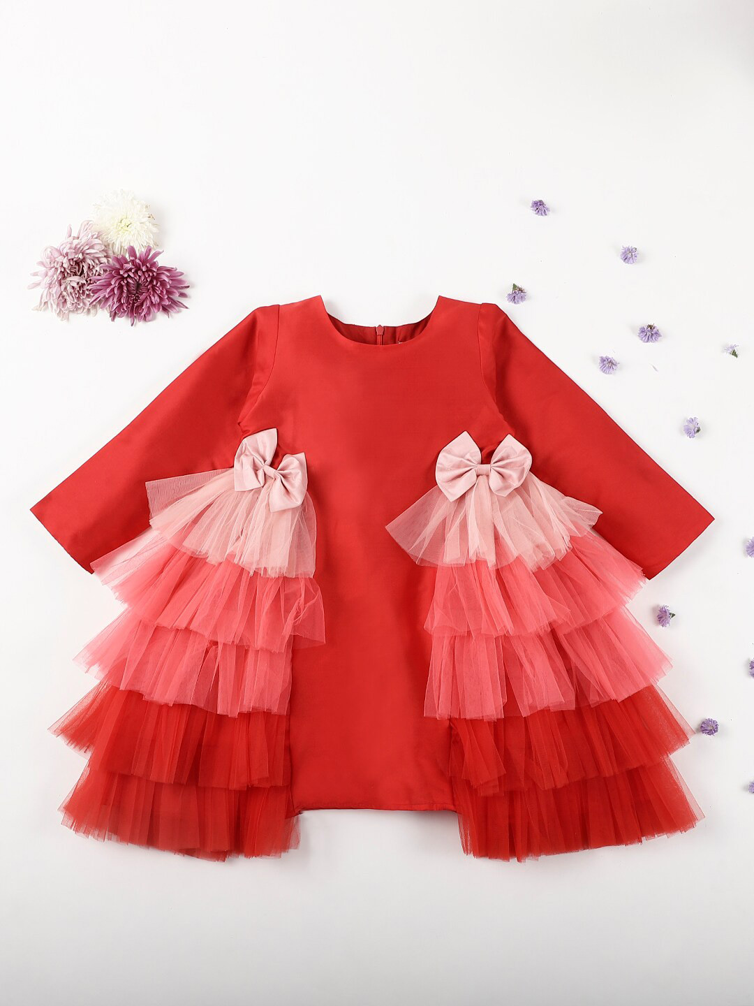 

A Little Fable Net A-Line Dress, Red