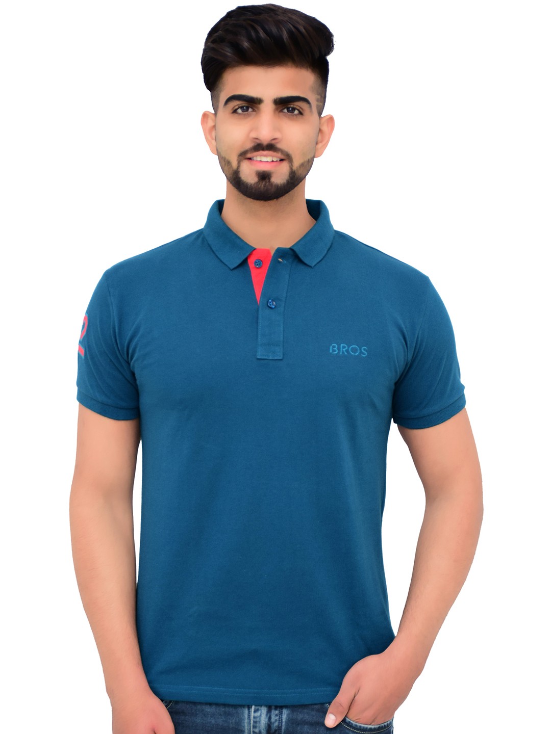 

3BROS Men Polo Collar T-shirt, Metallic