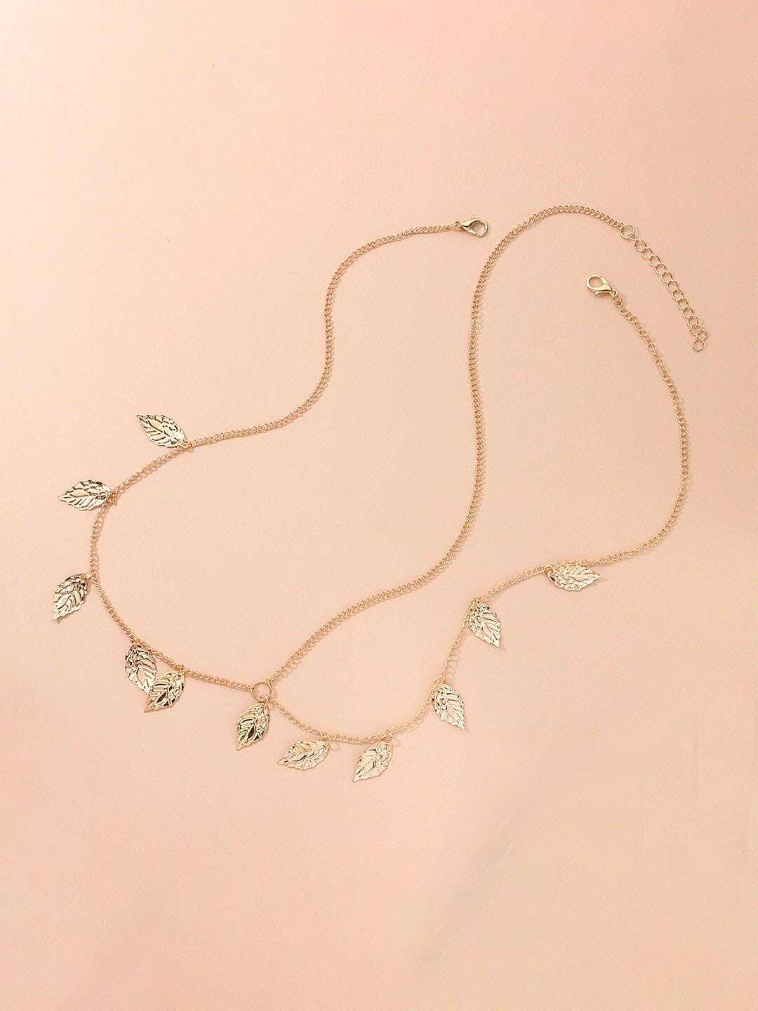 

Yellow Chimes Gold-Plated Leaf Design Head Chain