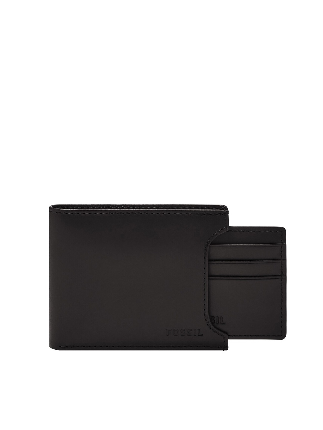 

Fossil Men Leather Two Fold Wallet with SIM Card Holder, Black
