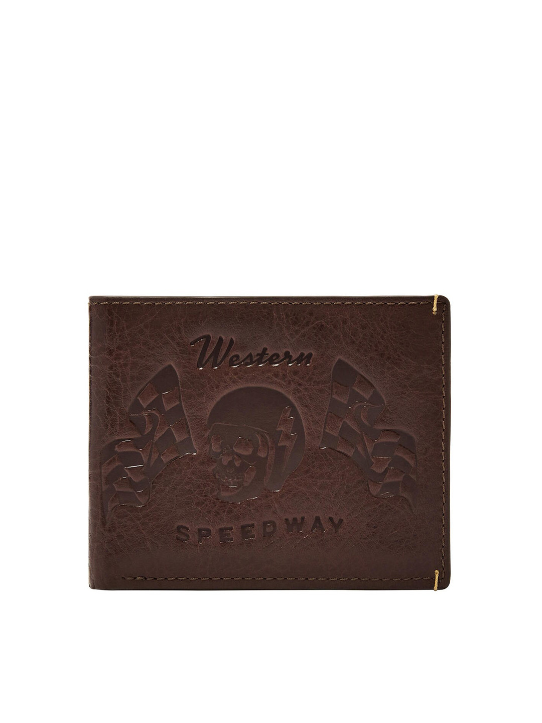 

Fossil Men Printed Leather Two Fold Wallet, Brown