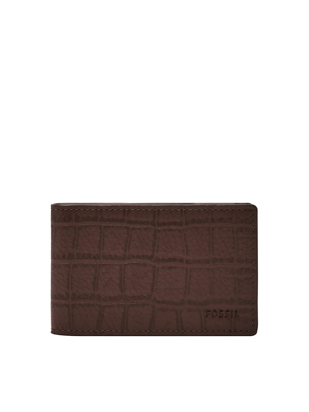 

Fossil Men Animal Textured Leather Two Fold Wallet, Brown