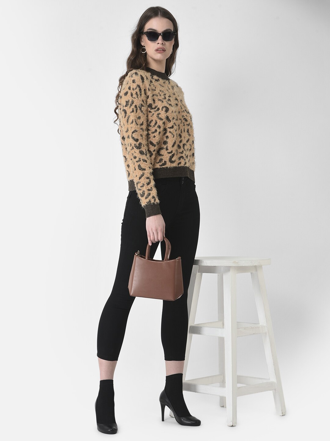 

Crimsoune Club Women Animal Printed Pullover, Brown