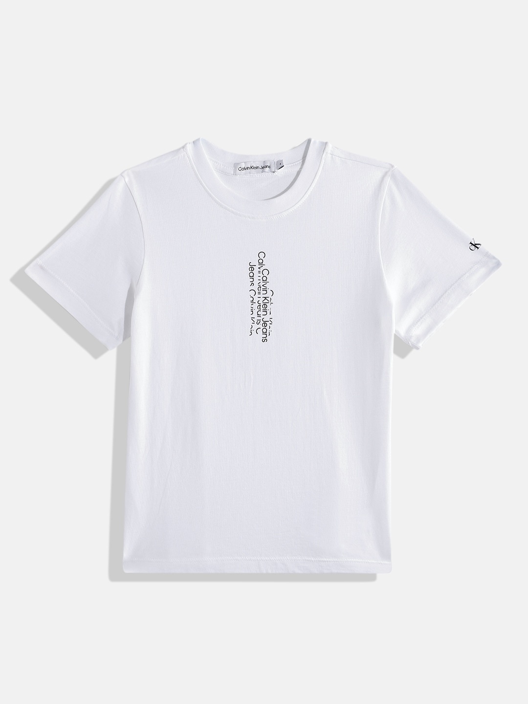 

Calvin Klein Boys Brand Logo Printed Pure Cotton T-shirt, White