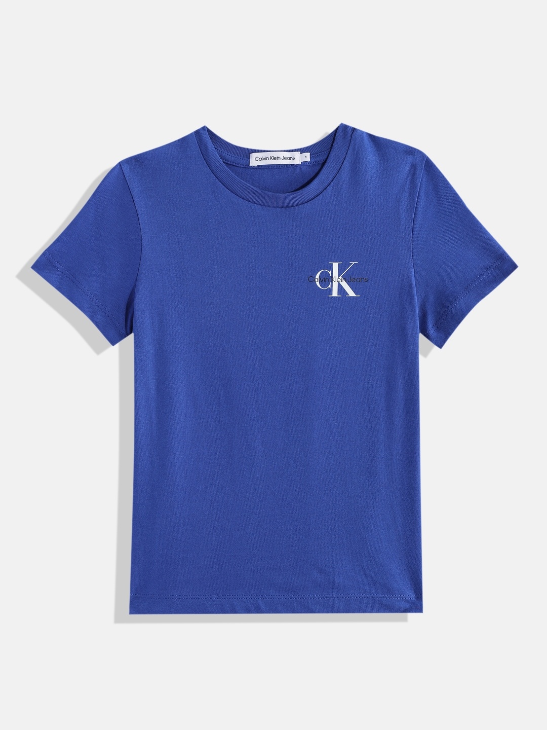 

Calvin Klein Boys Brand Logo Printed Pure Cotton T-shirt, Blue