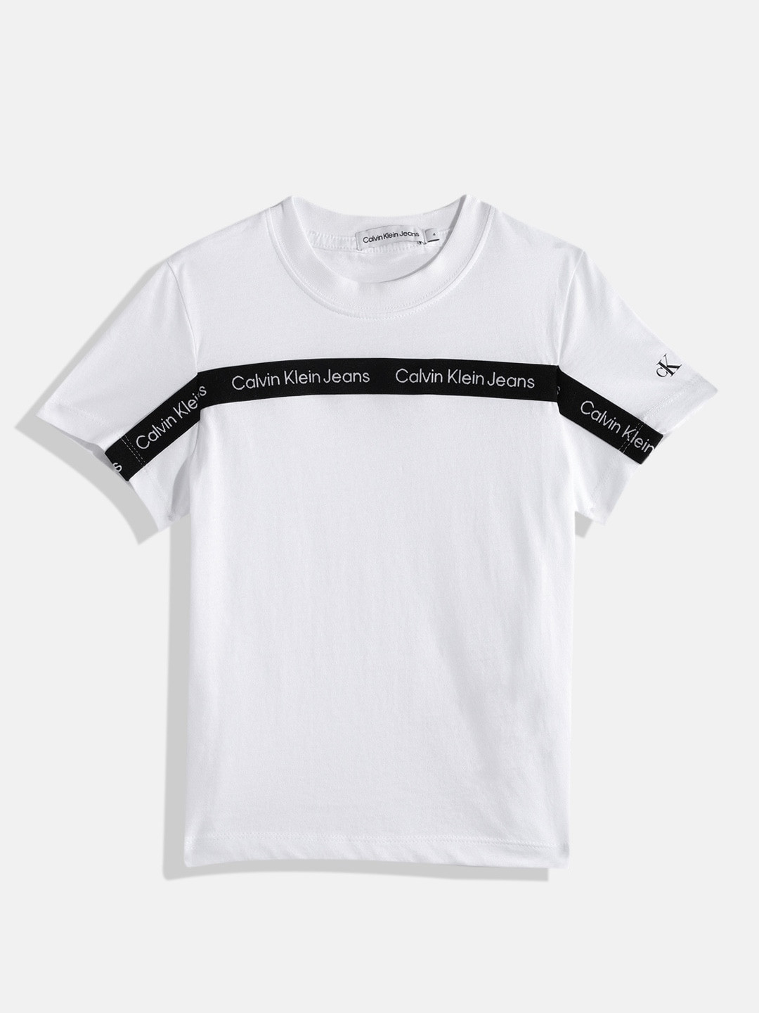 

Calvin Klein Boys Brand Logo Printed Pure Cotton T-shirt, White