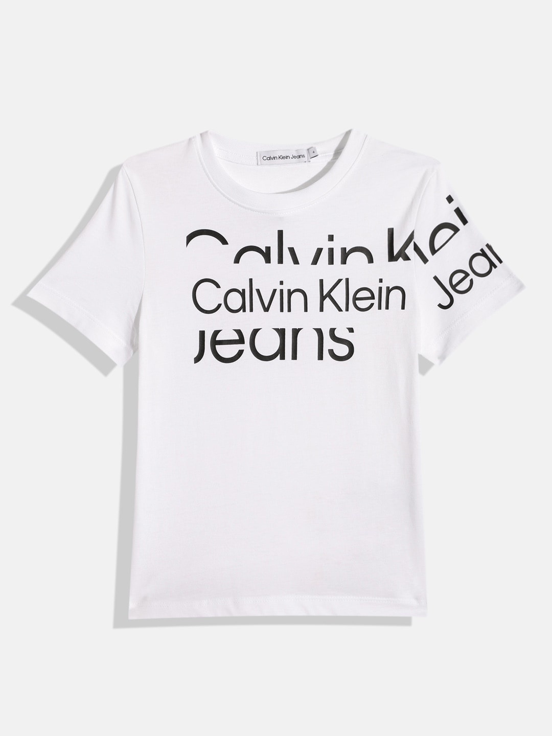 

Calvin Klein Boys Brand Logo Printed Europe Pure Cotton T-shirt, White
