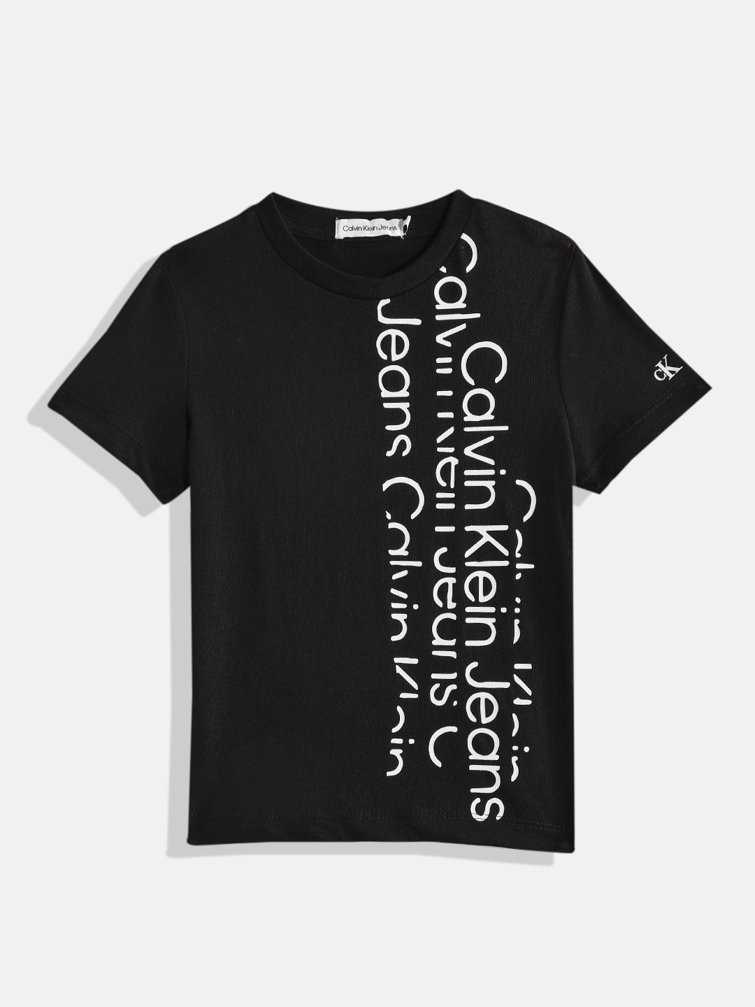 

Calvin Klein Boys Brand Logo Printed Pure Cotton T-shirt, Black