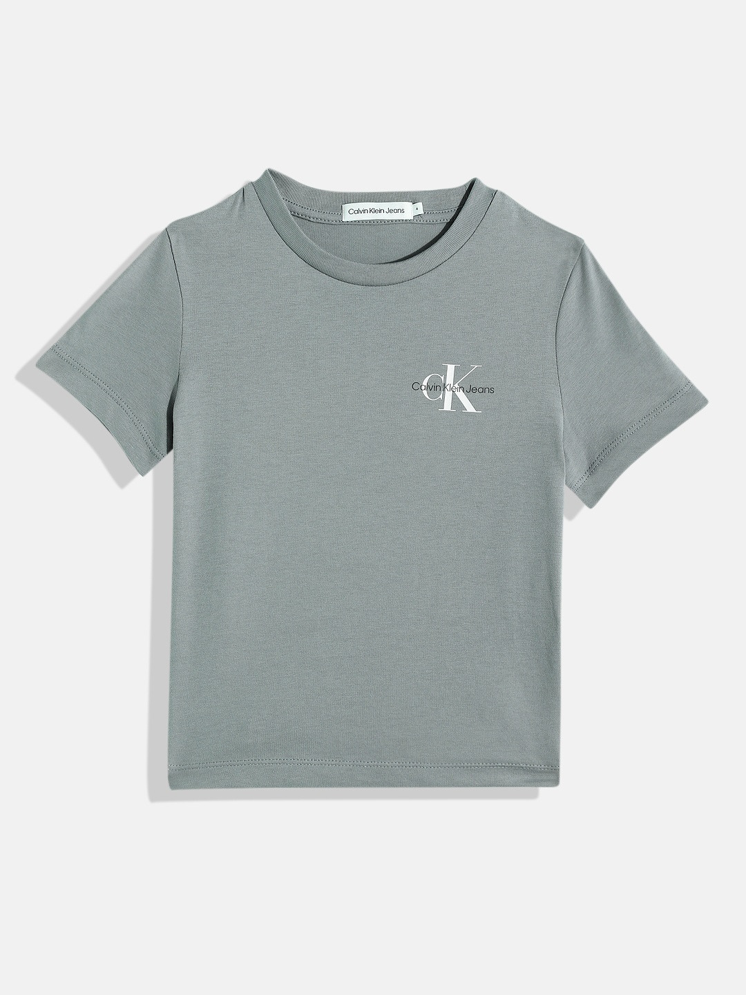 

Calvin Klein Boys Brand Logo Printed Europe Pure Cotton T-shirt, Grey