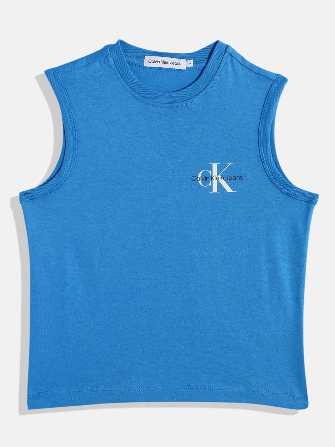 

Calvin Klein Boys Brand Logo Printed Cotton T-shirt, Blue