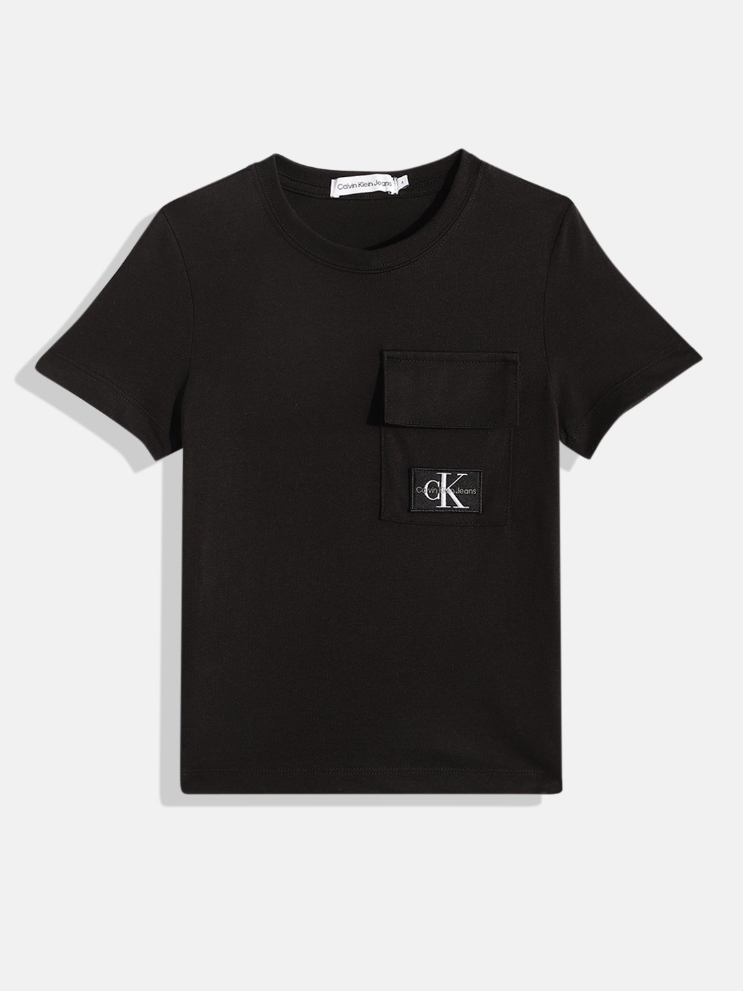 

Calvin Klein Boys Europe Pure Cotton Applique T-shirt with Pocket, Black