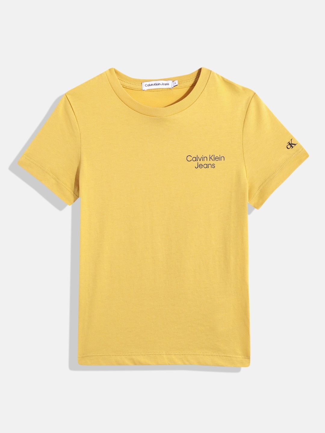 

Calvin Klein Boys Brand Logo Printed Pure Cotton T-shirt, Yellow