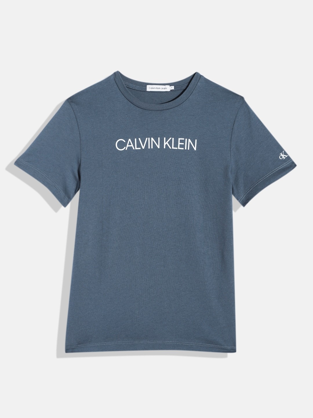 

Calvin Klein Kids Brand Logo Printed Europe Pure Cotton T-shirt, Blue
