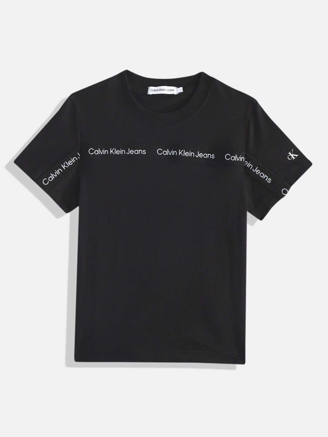 

Calvin Klein Boys Brand Logo Printed Pure Cotton T-shirt, Black