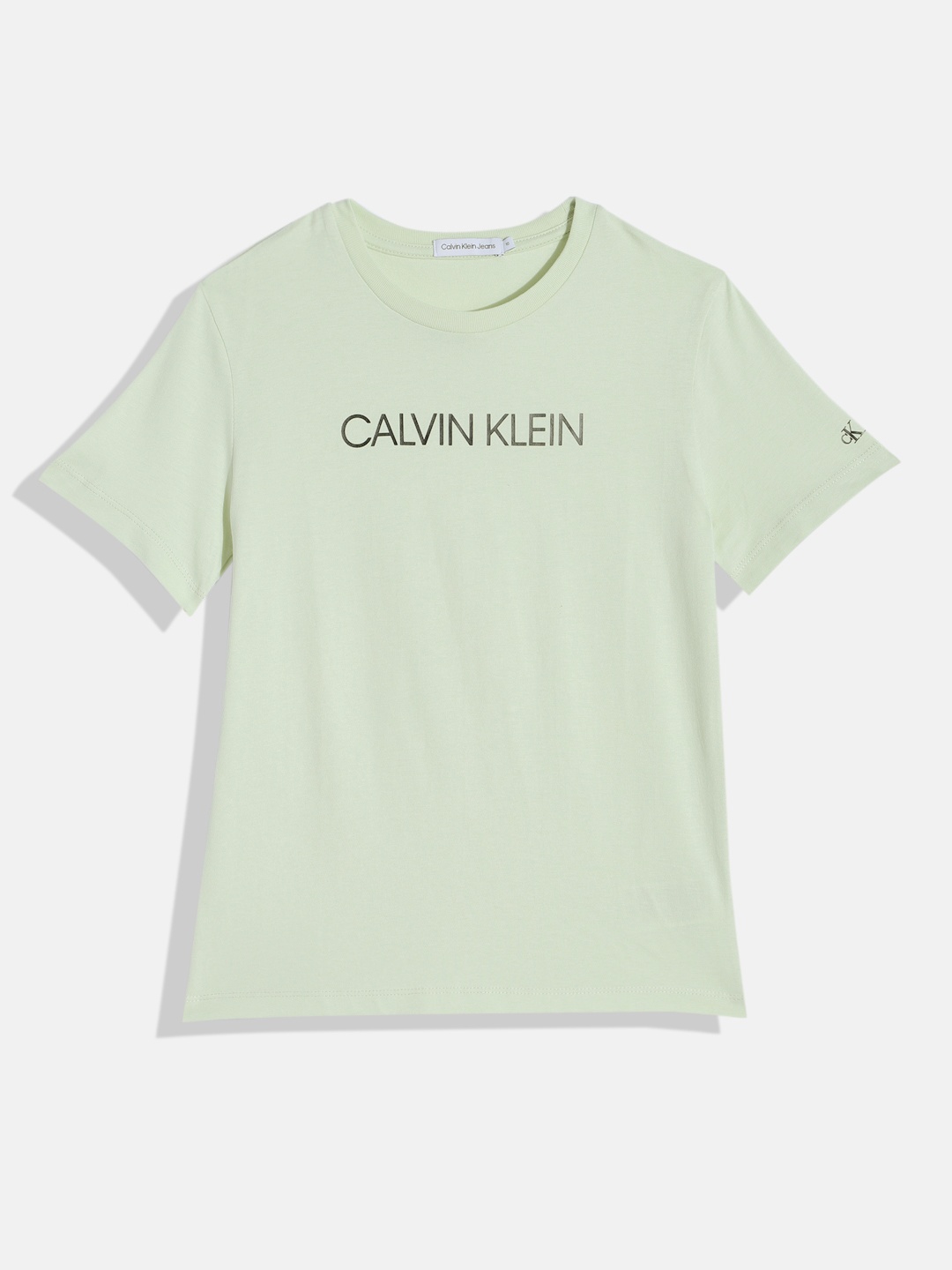

Calvin Klein Unisex Kids Brand Logo Print Knitted Organic Cotton T-shirt, Green