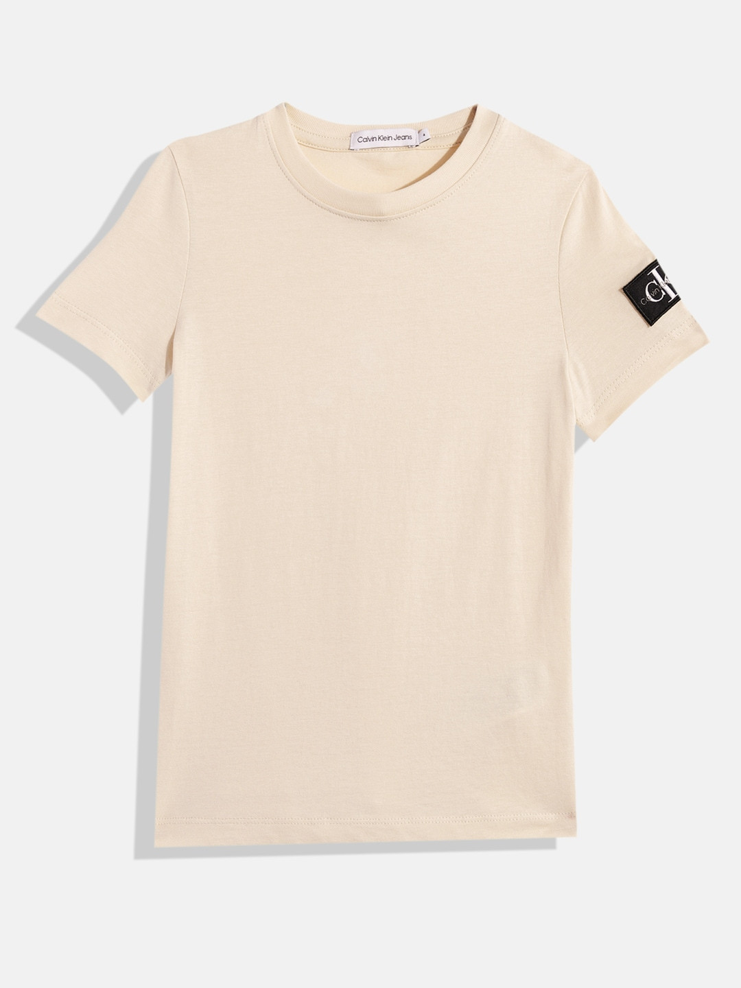 

Calvin Klein Boys Pure Cotton T-shirt with Applique, Beige