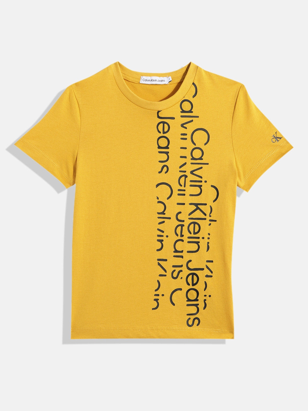 

Calvin Klein Boys Brand Logo Printed Pure Cotton T-shirt, Yellow