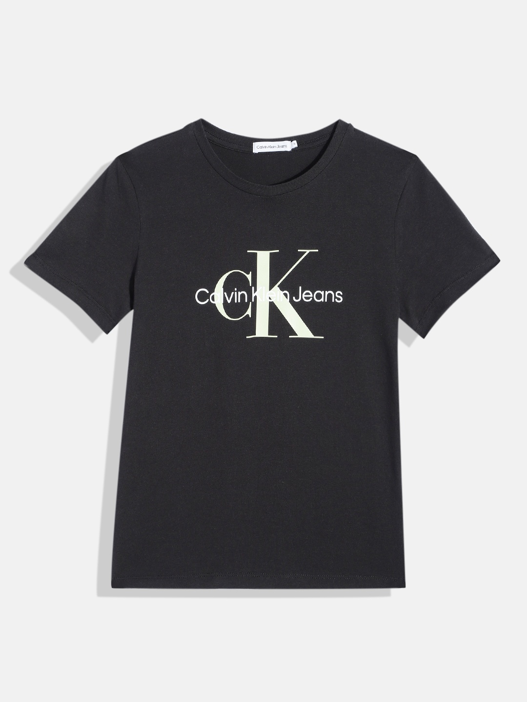 

Calvin Klein Unisex Kids Brand Logo Print Knitted Organic Cotton T-shirt, Black