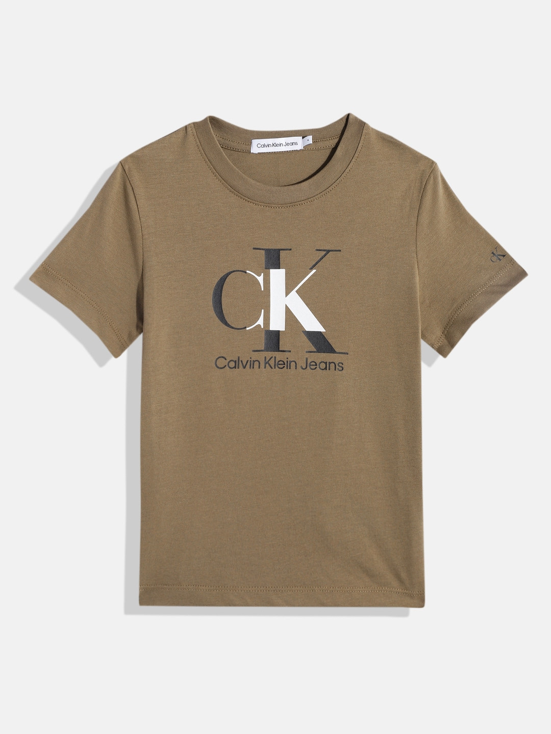 

Calvin Klein Boys Brand Logo Printed Organic Cotton T-shirt, Brown