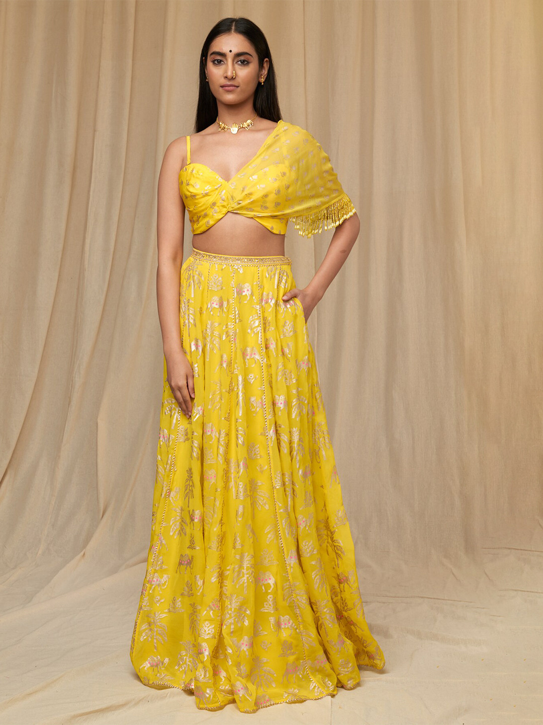 

Masaba Embellished Ready to Wear Lehenga Choli, Yellow